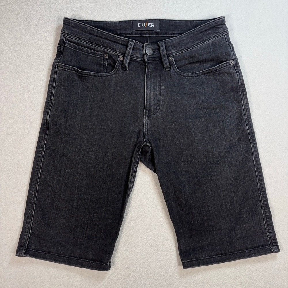 DU/ER L2X Shorts Men's 30x12 Faded Black Slim‎ Fit Stretch Denim MLS9D003